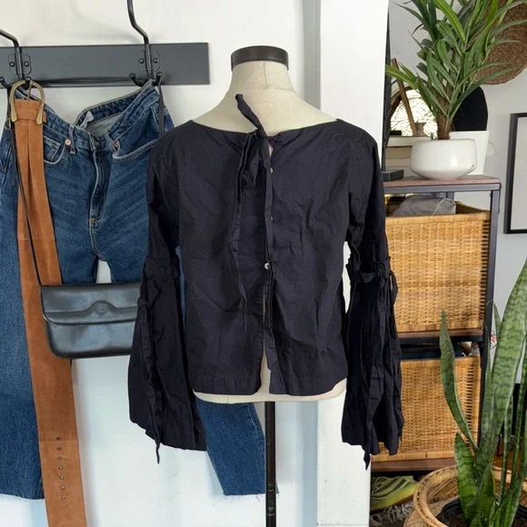 Free people Black Bell Sleeve Top size S - Picture 9 of 12